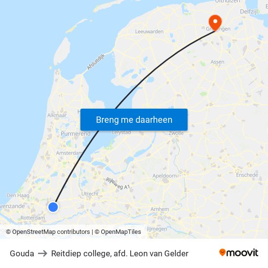 Gouda to Reitdiep college, afd. Leon van Gelder map