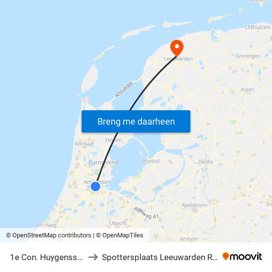 1e Con. Huygensstraat to Spottersplaats Leeuwarden RWY24 map