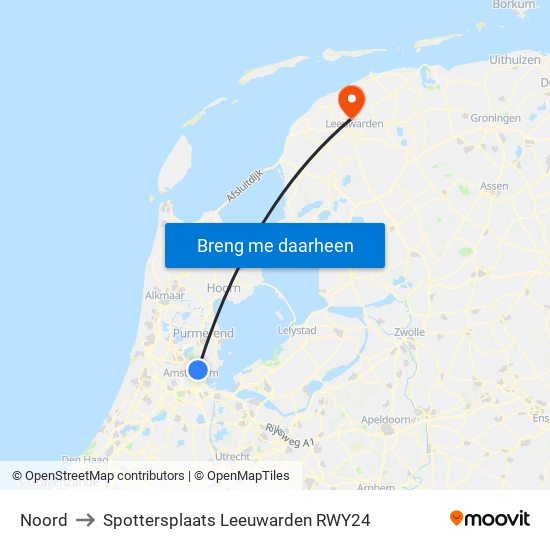 Noord to Spottersplaats Leeuwarden RWY24 map