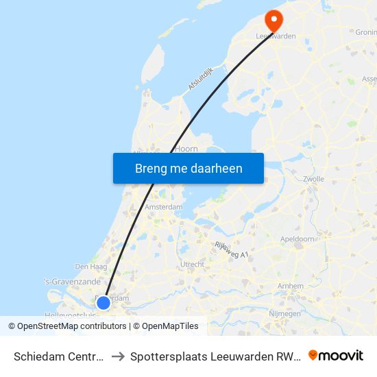 Schiedam Centrum to Spottersplaats Leeuwarden RWY24 map