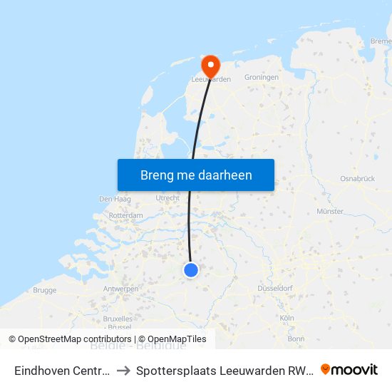 Eindhoven Centraal to Spottersplaats Leeuwarden RWY24 map