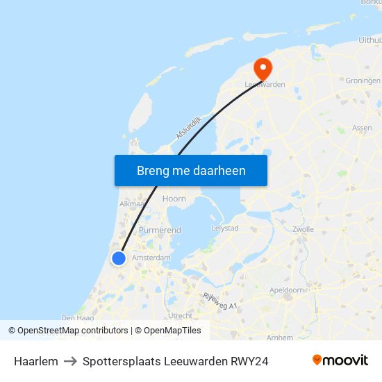 Haarlem to Spottersplaats Leeuwarden RWY24 map