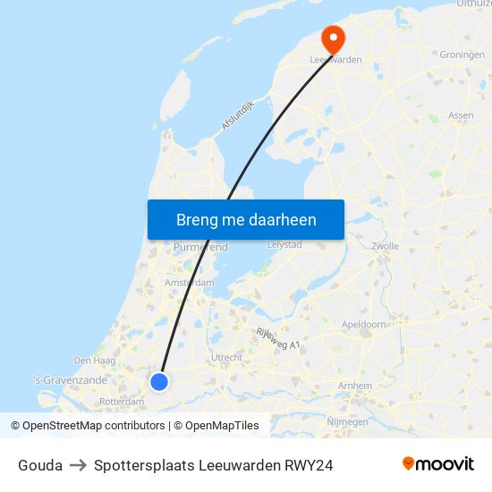 Gouda to Spottersplaats Leeuwarden RWY24 map