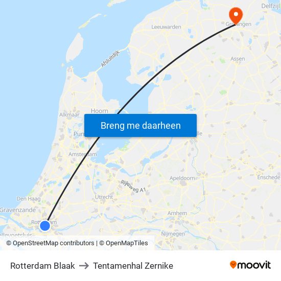 Rotterdam Blaak to Tentamenhal Zernike map