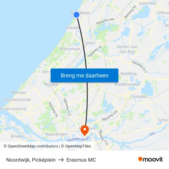 Noordwijk, Picképlein to Erasmus MC map