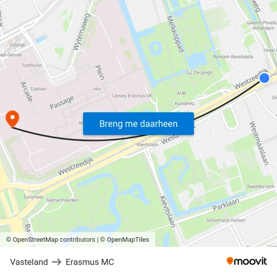 Vasteland to Erasmus MC map