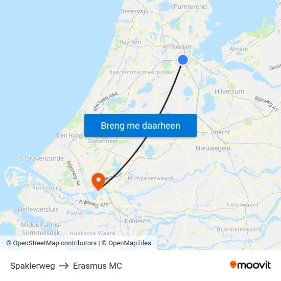 Spaklerweg to Erasmus MC map