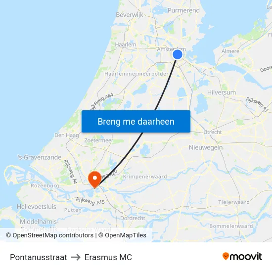 Pontanusstraat to Erasmus MC map