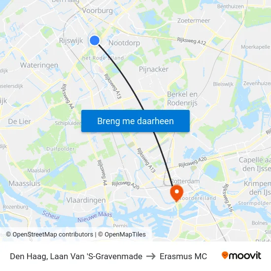 Den Haag, Laan Van 'S-Gravenmade to Erasmus MC map