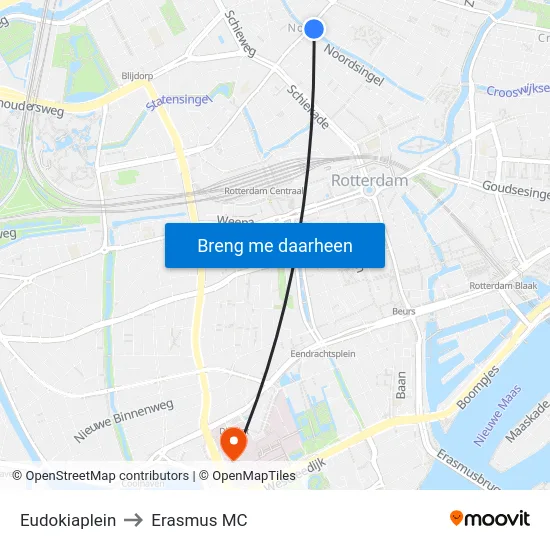 Eudokiaplein to Erasmus MC map
