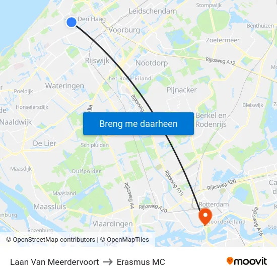 Laan Van Meerdervoort to Erasmus MC map
