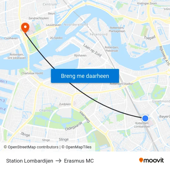 Station Lombardijen to Erasmus MC map