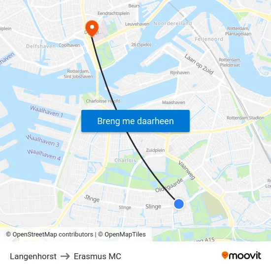 Langenhorst to Erasmus MC map