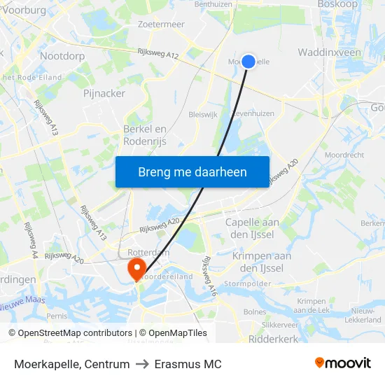 Moerkapelle, Centrum to Erasmus MC map