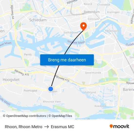 Rhoon, Rhoon Metro to Erasmus MC map
