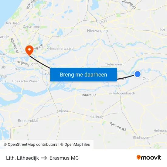 Lith, Lithsedijk to Erasmus MC map