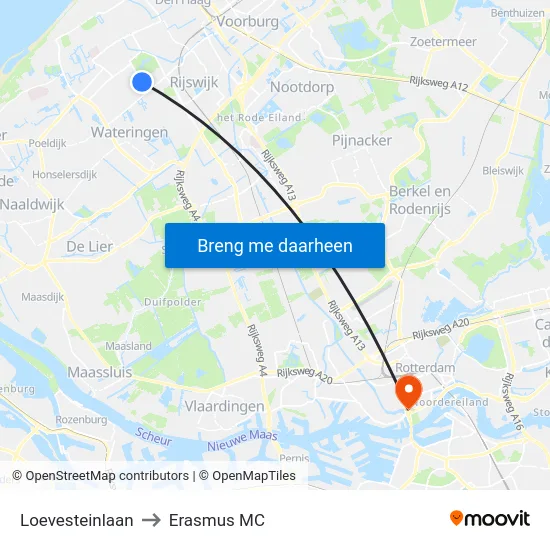 Loevesteinlaan to Erasmus MC map