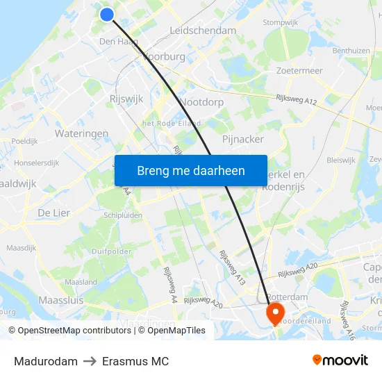 Madurodam to Erasmus MC map