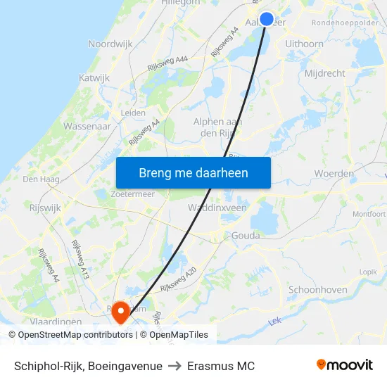 Schiphol-Rijk, Boeingavenue to Erasmus MC map