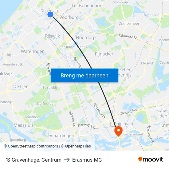 'S-Gravenhage, Centrum to Erasmus MC map