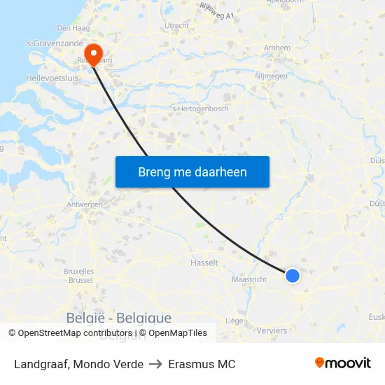 Landgraaf, Mondo Verde to Erasmus MC map