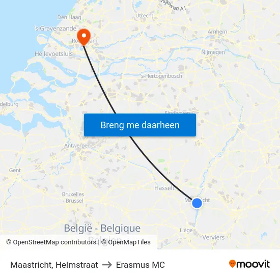 Maastricht, Helmstraat to Erasmus MC map