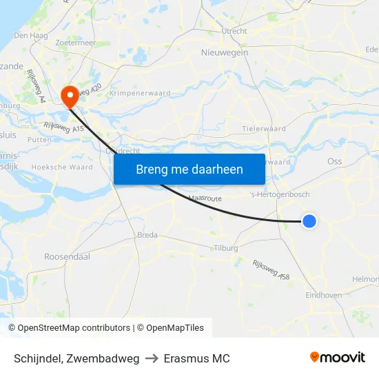 Schijndel, Zwembadweg to Erasmus MC map