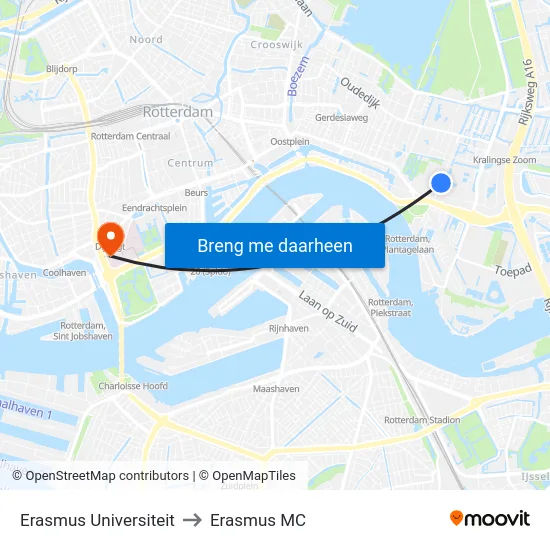 Erasmus Universiteit to Erasmus MC map