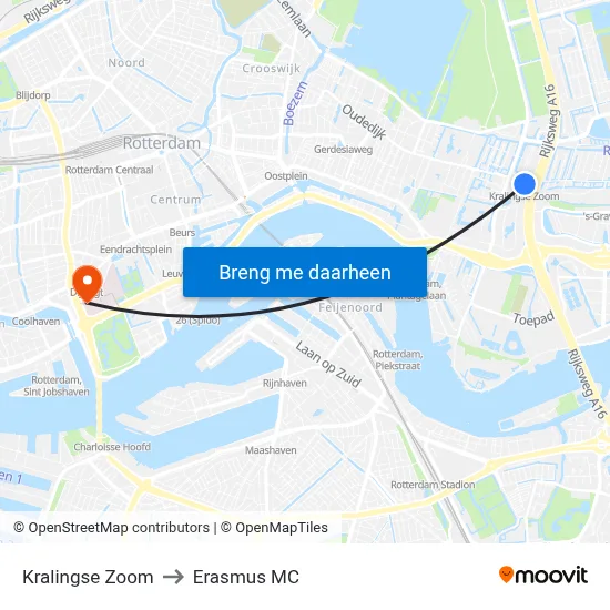 Kralingse Zoom to Erasmus MC map