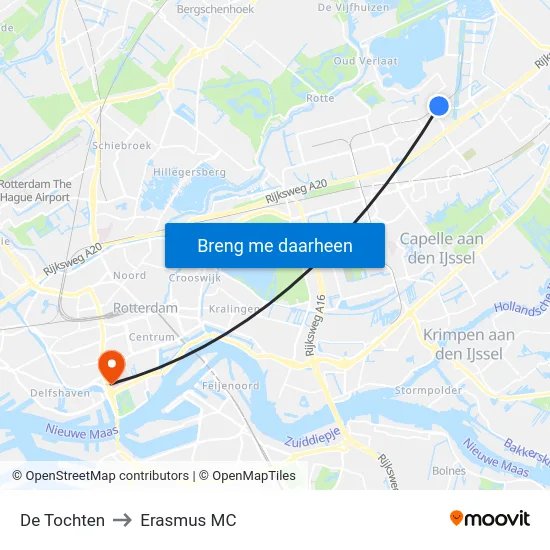 De Tochten to Erasmus MC map