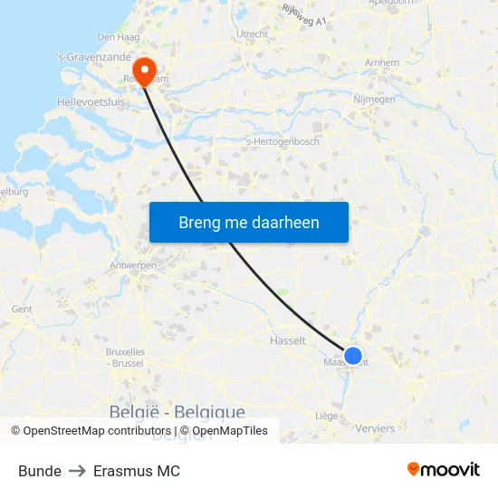 Bunde to Erasmus MC map