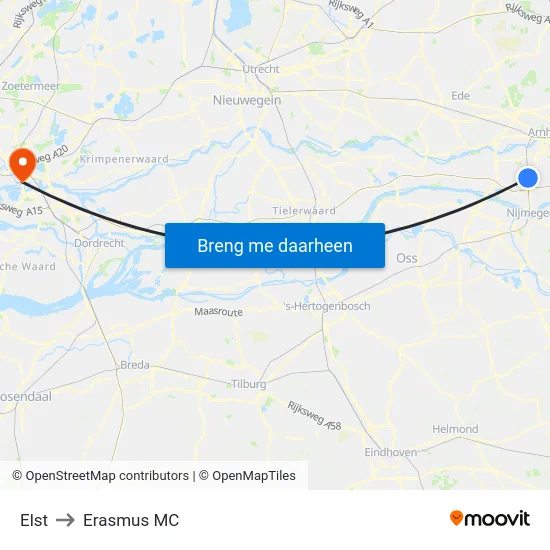 Elst to Erasmus MC map