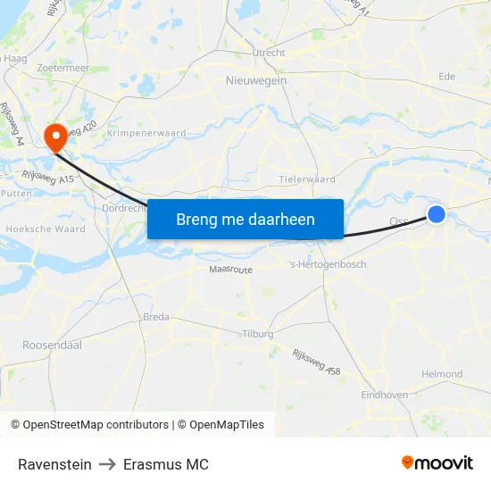 Ravenstein to Erasmus MC map