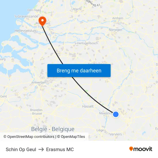 Schin Op Geul to Erasmus MC map