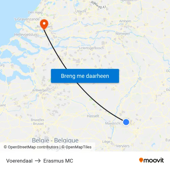 Voerendaal to Erasmus MC map