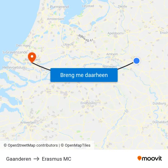 Gaanderen to Erasmus MC map