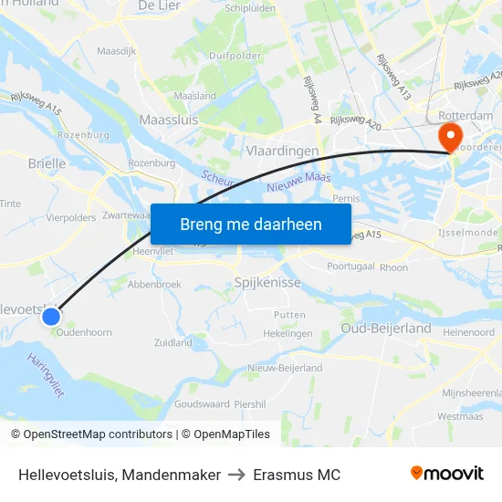 Hellevoetsluis, Mandenmaker to Erasmus MC map