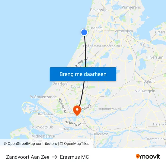 Zandvoort Aan Zee to Erasmus MC map