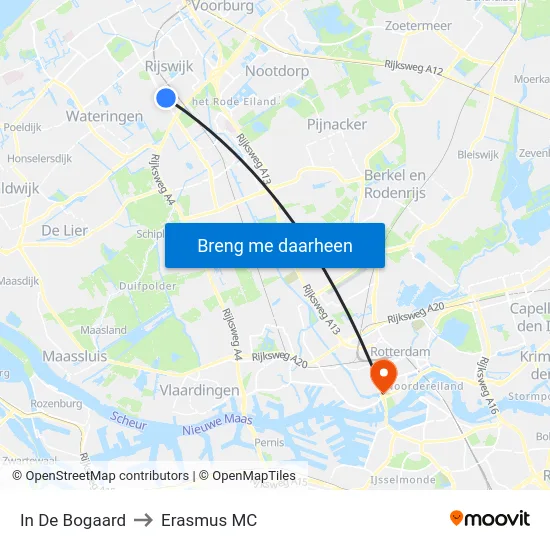 In De Bogaard to Erasmus MC map