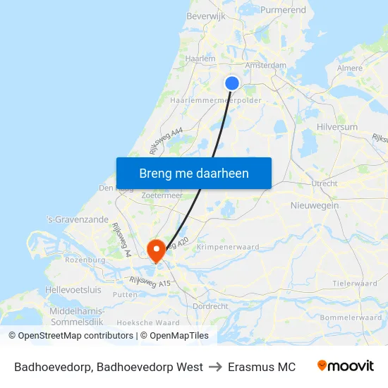 Badhoevedorp, Badhoevedorp West to Erasmus MC map