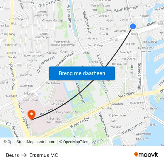 Beurs to Erasmus MC map