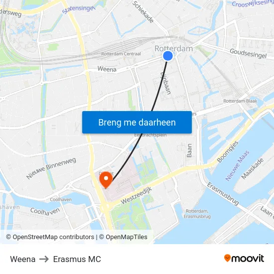 Weena to Erasmus MC map