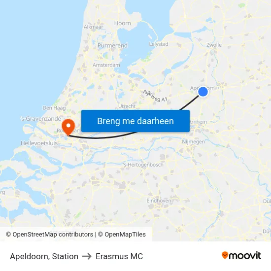 Apeldoorn, Station to Erasmus MC map