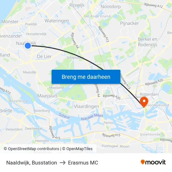 Naaldwijk, Busstation to Erasmus MC map