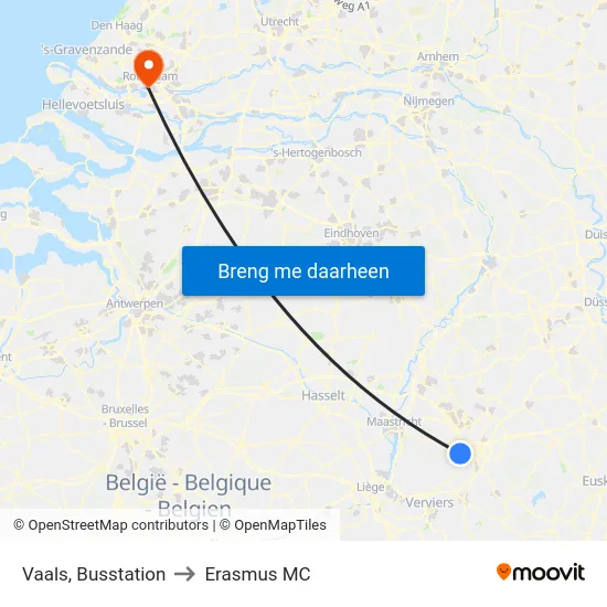 Vaals, Busstation to Erasmus MC map