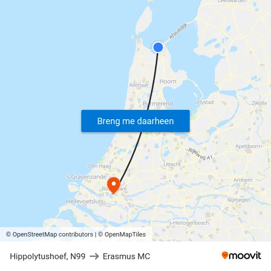 Hippolytushoef, N99 to Erasmus MC map