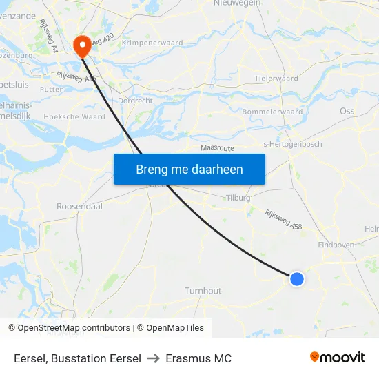 Eersel, Busstation Eersel to Erasmus MC map