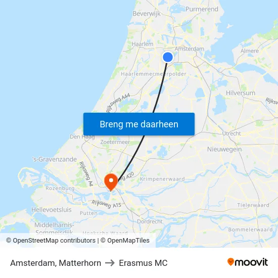 Amsterdam, Matterhorn to Erasmus MC map