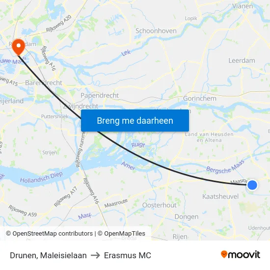 Drunen, Maleisielaan to Erasmus MC map