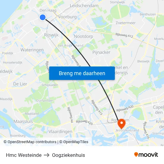 Hmc Westeinde to Oogziekenhuis map